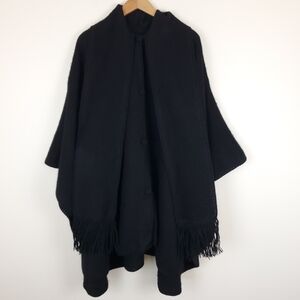 Peruvian Link Alpaca Collection Black 100% Alpaca Cape With Attached Scarf